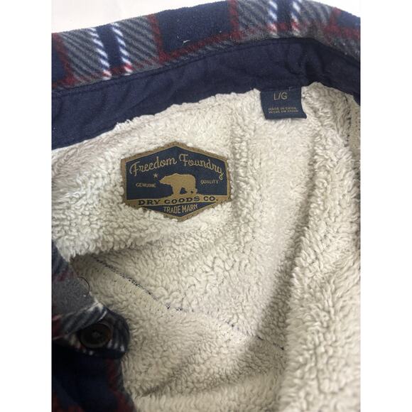 Freedom Foundry Men’s Sz L Sherpa Lined Flannel Shacket Plaid Outdoor Chore Barn - Picture 3 of 8